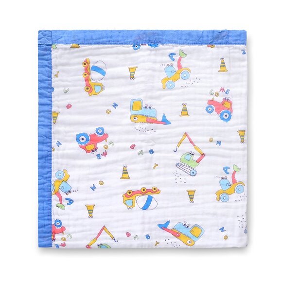 New Jay & Ava Baby/Toddler Muslin 100% Cotton Blanket - Blue Digger - Picture 5 of 6